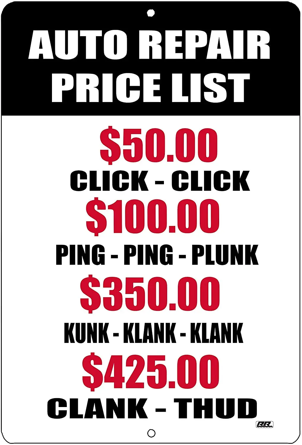 

Mechanic Auto Repair Shop Price List Retro Metal Tin Sign Plaque Poster Wall Decor Art Shabby Chic Gift
