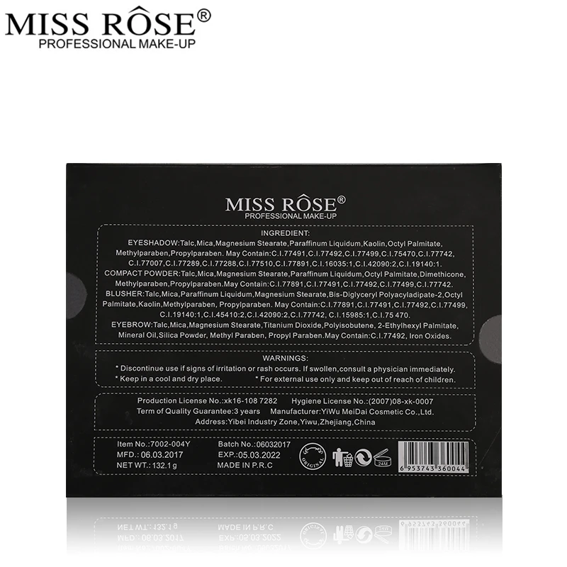 Профессиональный набор для макияжа Miss Rose, 180 цветов, матовые и мерцающие тени для век, палитра теней, набор для макияжа, палитра для макияжа