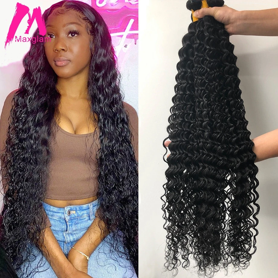 

Loose Deep Wave Bundles Hair Extension Brazilian Curly Human Hair Bundles 28 30 32 40 Inch Water Wave Wet and Wavy Remy Bundles