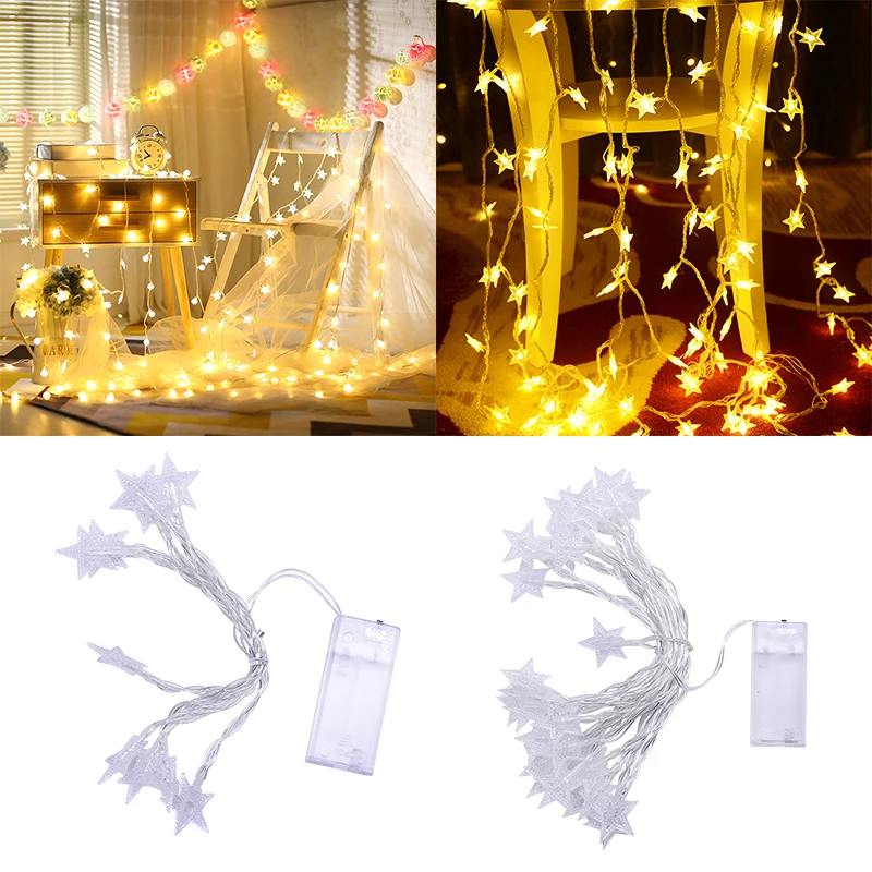 

1.5M-5M Stars LED String Lights Valentine's Day Romantic Decor Twinkle Garland Battery Powered Star Lamp Party Wedding Decortion