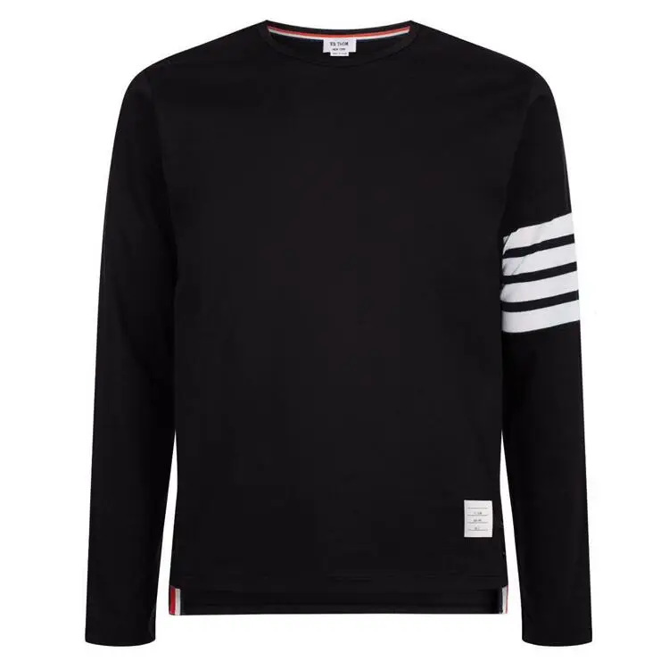 

2021 Fashion TB THOM Brand T-Shirt Men Slim Fit Long Sleeve Casual Clothing Spring Autumn O-neck Cotton Shirts