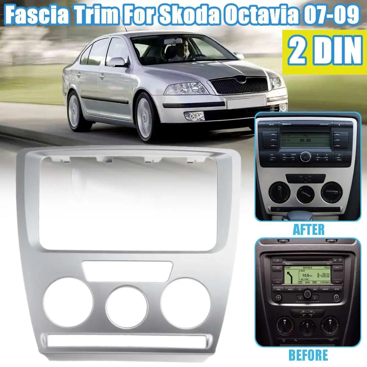 Автомобильная рамка 2 Din кронштейн для Skoda Octavia 2007-2009 крепление панели 2010-2013 -