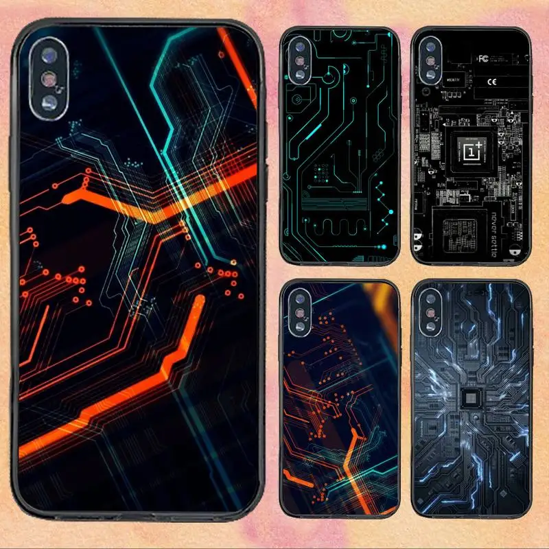 

Main Circuit Board Phone Case For Black-Iphone 5 5s se 6 6s 7 8 11 12 X Xs Xr Pro Plus Max Mini Cover