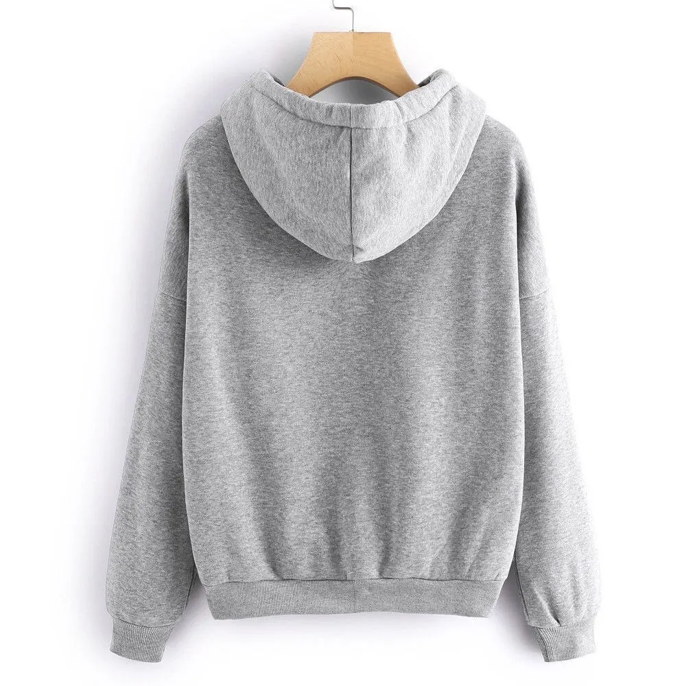 

Women Hoodies Snap Finger Heart Long Sleeve Hoodie Top Casual Sportswear Solid Color S-3XL kpop