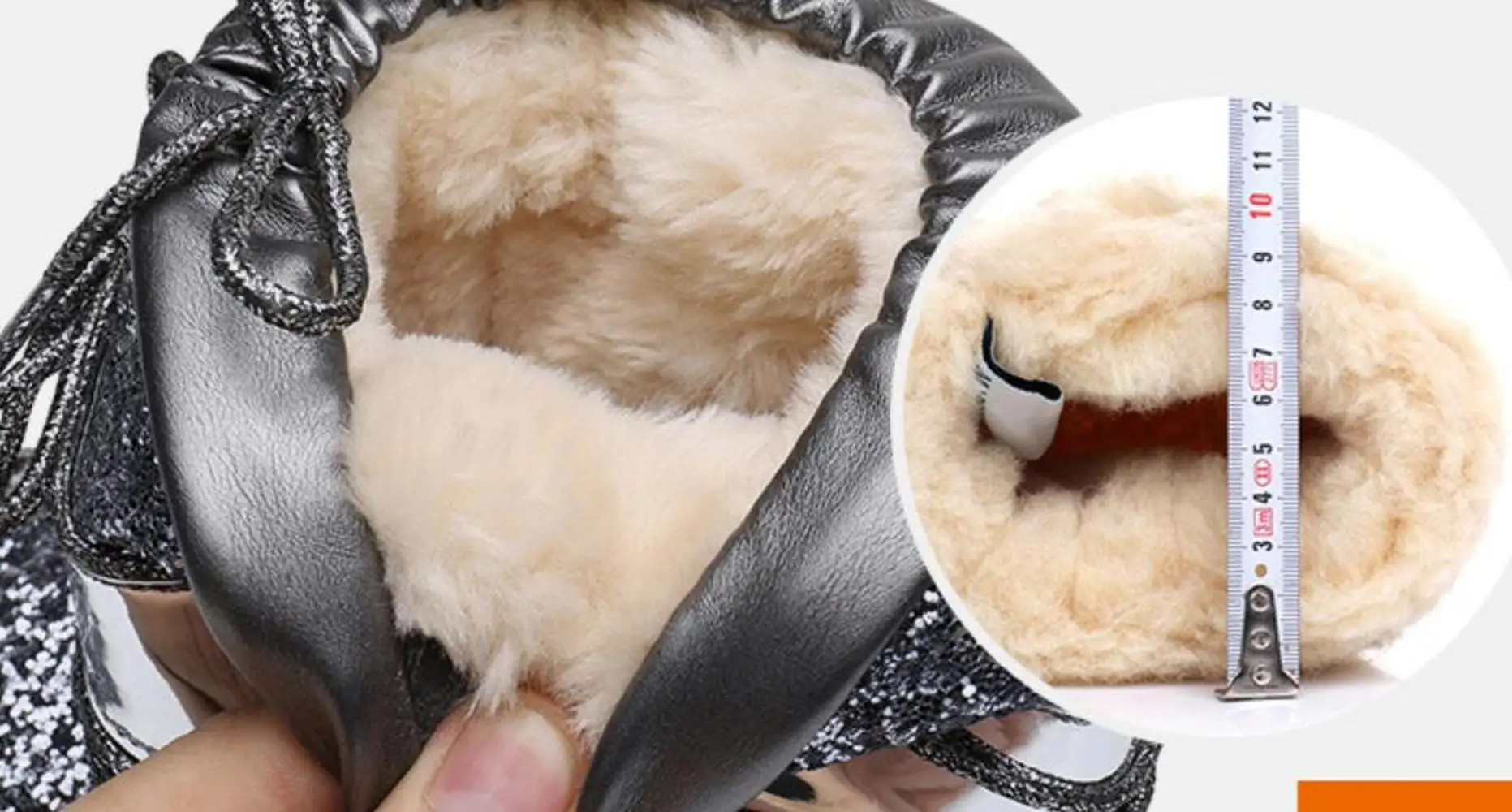 Популярные шерстяные ботинки Детская обувь с блестками на толстой подошве