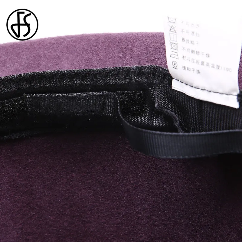 Женская фетровая шляпа FS однотонная теплая шапка из 100% шерсти фиолетового и