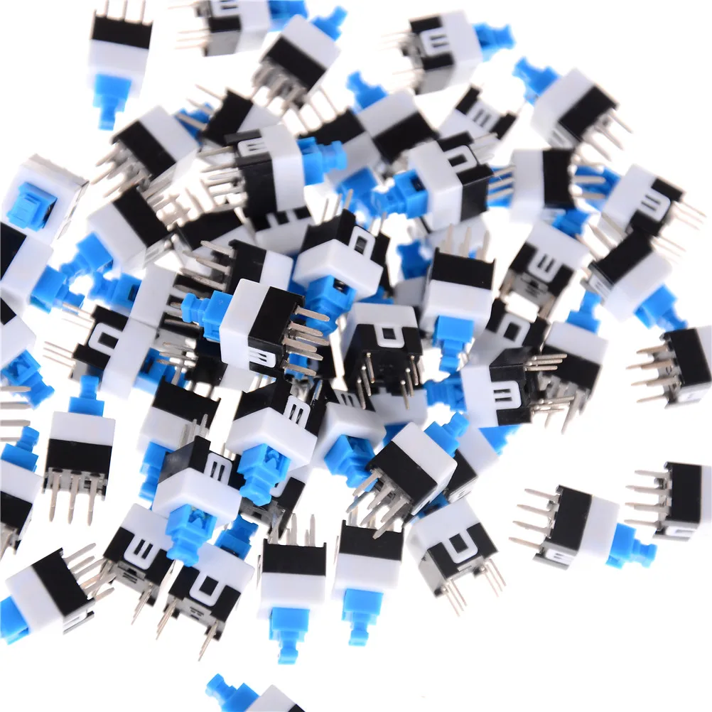 

50PCS NEW 6Pin Push Tactile Power Micro Switch Self Lock On/Off Button Latching Switch Electronic 7X7mm 7*7mm
