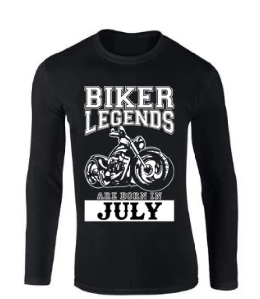 

Men T Shirt 2019 Fashion Printed T-Shirt Pure Cotton Men Biker Legends Are Born In July T Shirt Motorbike Motorcycle Dad Birthda