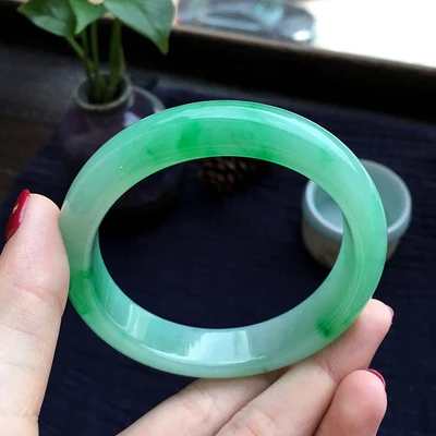 

Натуральный бирманский жадеит светло-зеленый браслет 54-64 мм Элегантные украшения принцессы, лучший подарок для матери и девушки