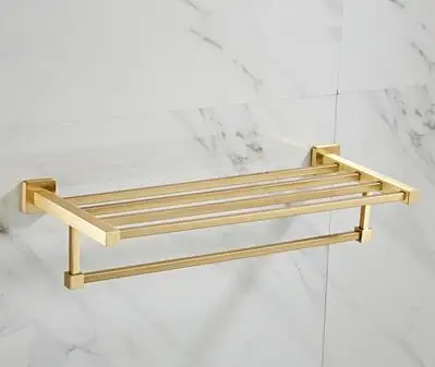 towel rack Аксессуары для ванной комнаты Набор полотенец угловая полка держатель бумаги кухонный смеситель для раковины причесанный матовый золотой набор оборудования для ванной комнаты - Цвет: towel rack