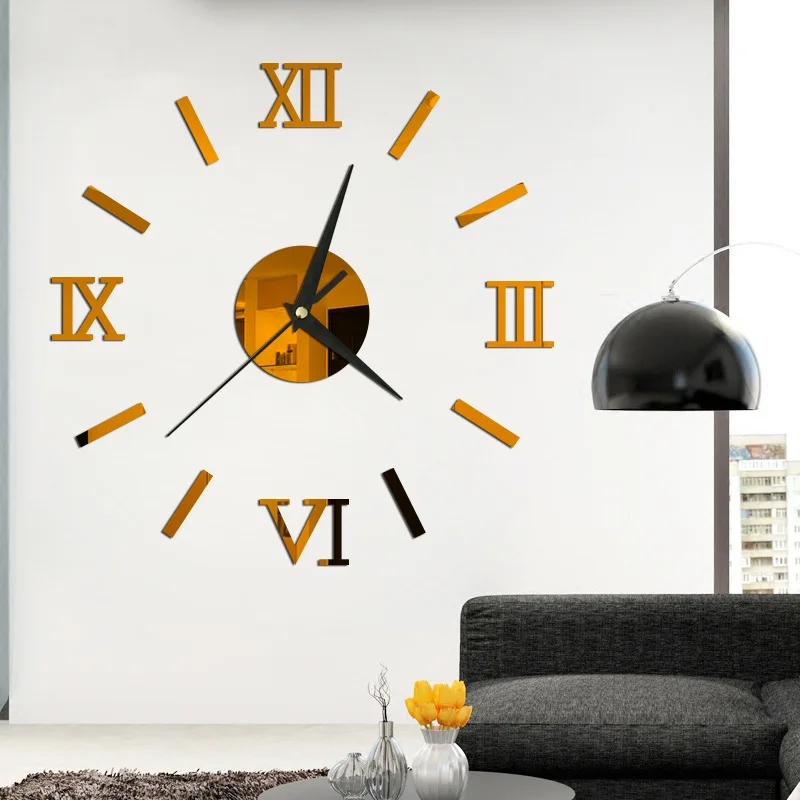 

Mirror Wall Clocks Acrylic Mirror Stickers 3D DIY Acrylic Decoration Living Room Home Self Adhesive Number Mute Hanging Watch