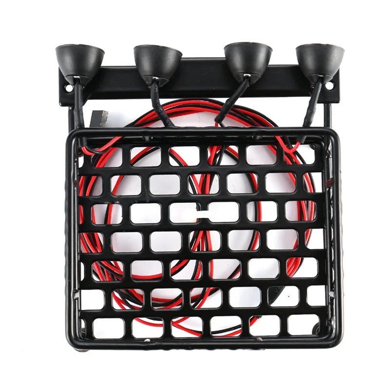 

1Pcs Rc Car Roof Rack Luggage Carrier with 4 Round Led Light Bars & 1Pcs Led Light Lamp Spotlight Taillight