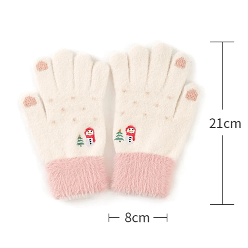 

Women's Mink Fleece Finger Gloves Christmas Knitted Winter Warm Gloves Women Autumn Winter Warm Fleece Gloves for Xmas