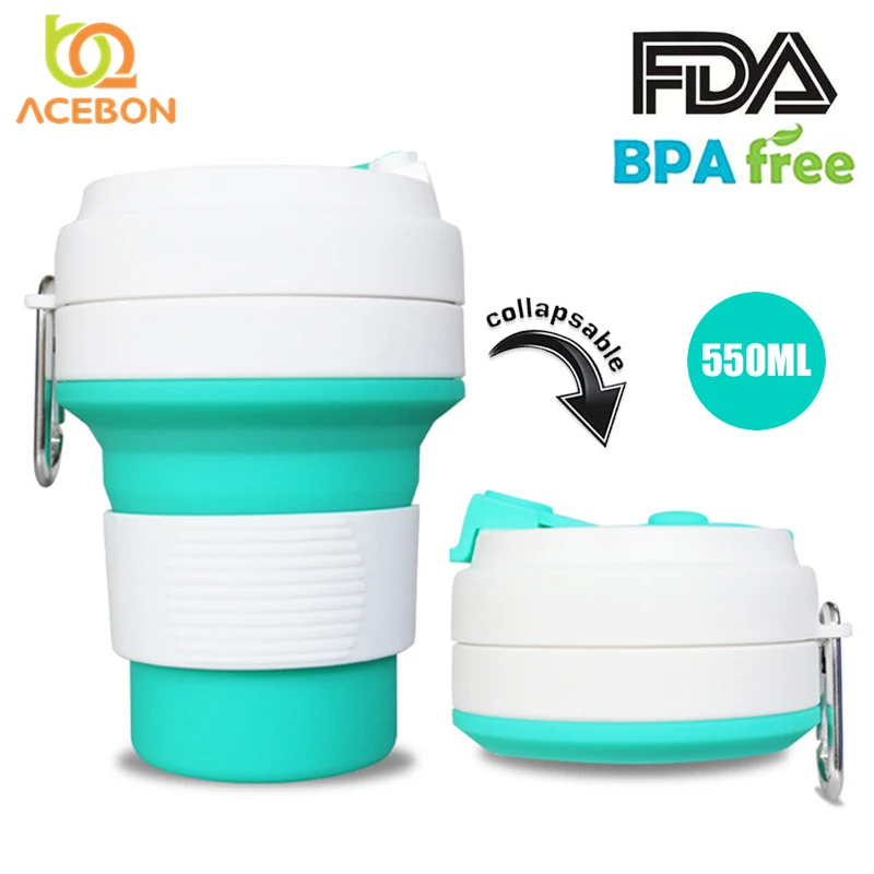 Складная Силиконовая телескопическая кофейная чашка 550 мл 6 цветов портативная