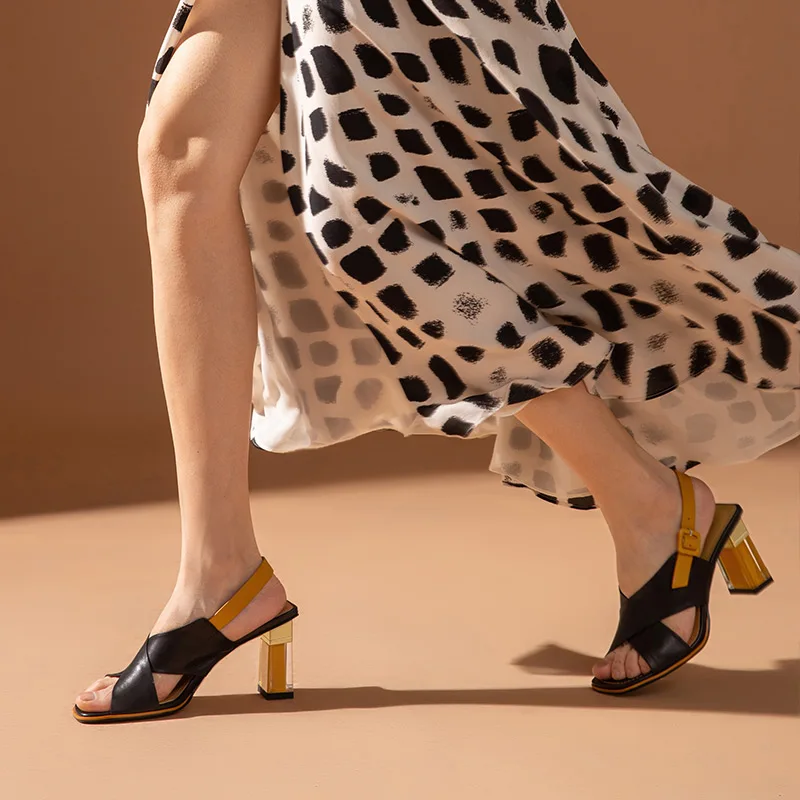 Босоножки BeauToday женские на высоком каблуке натуральная телячья кожа сандалии с