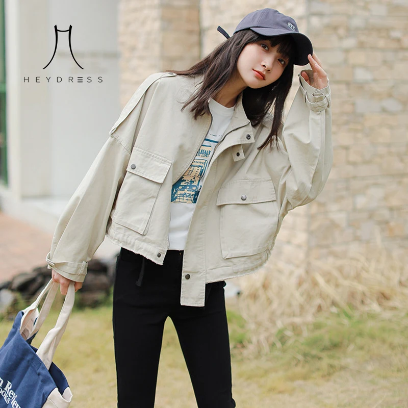 Женская однобортная куртка Heydress осенняя однотонная в Корейском стиле Харадзюку