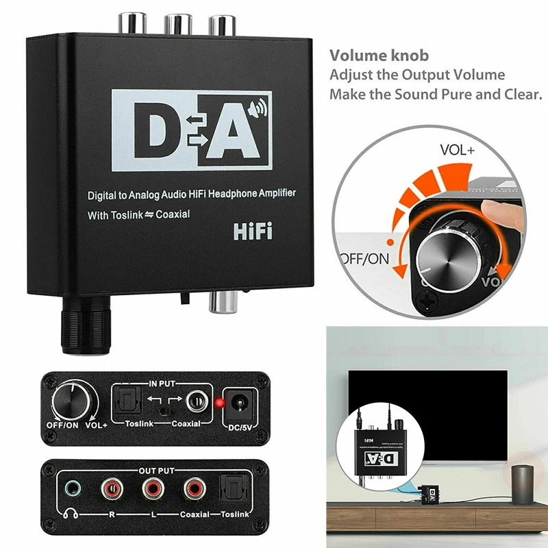 Hi Fi DAC Amp цифро аналоговый аудио преобразователь RCA 3 5 мм усилитель для наушников