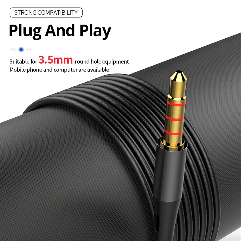 Вкладыши проводные наушники стерео провод Управление с микрофоном 3 5 мм AUX Бас