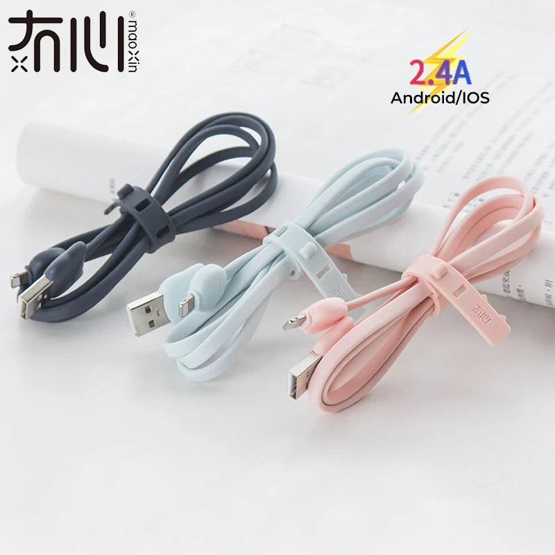 Maoxin Кот usb кабель микро 5pin милый розовый зеленый белый Мульти один цвет Кнопка мобильный телефон зарядный кабель для Android