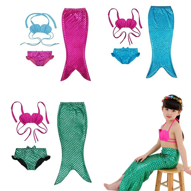 Летнее платье Костюм Русалочки с хвостом русалки костюм Детская одежда для
