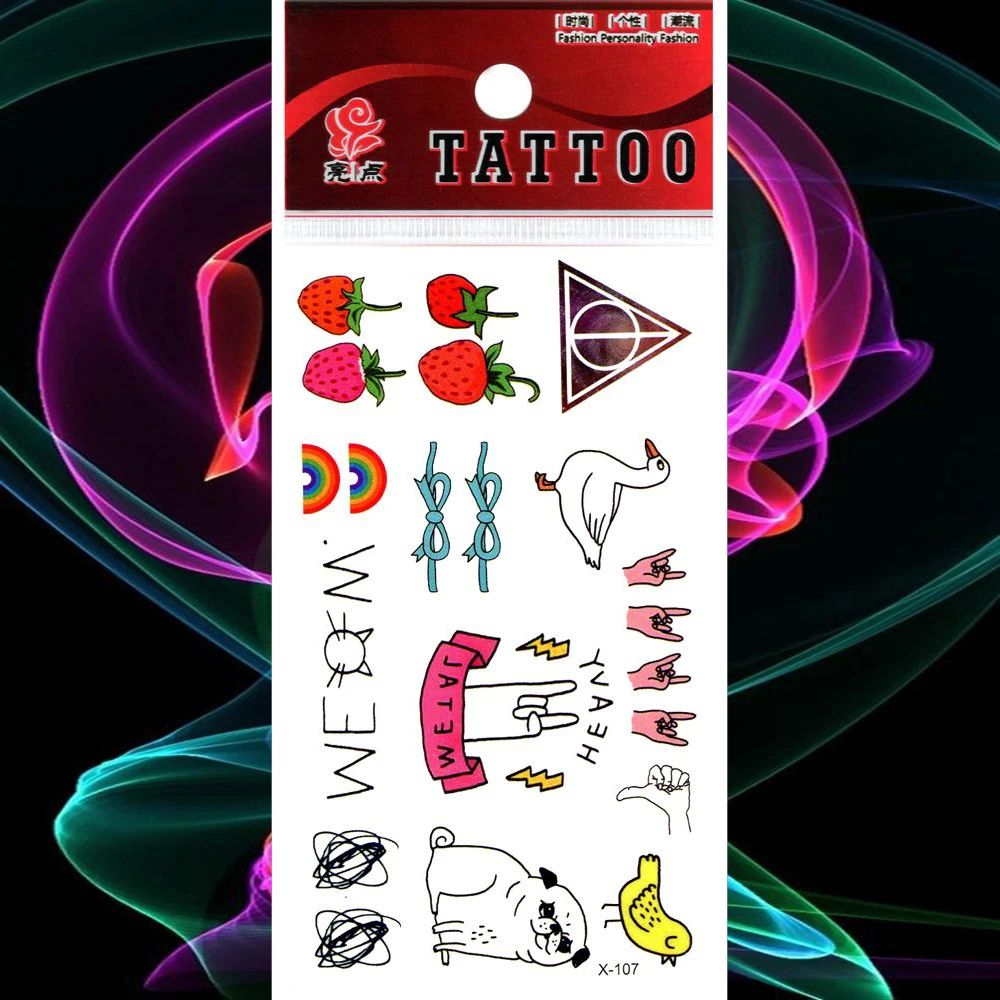 Милые временные татуировки с изображением олененка собаки гуся тело рука ручная