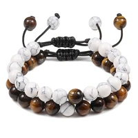high quality 2pcs couple banlance bracelets natural tiger eye stone yoga beaded women bracelets for men friendship jewelry gift