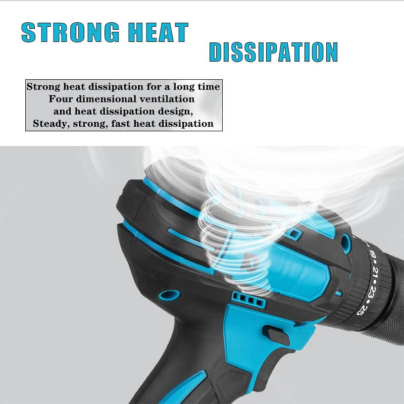 

18V 21V 3 in 1 Wireless Electric Drill 95Nm Hammer Screwdriver with LED Light 10mm Cordless Impact Drill for Makita 18V Battery