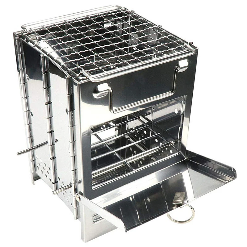 Встроенный складной портативный мини гриль для барбекю из нержавеющей