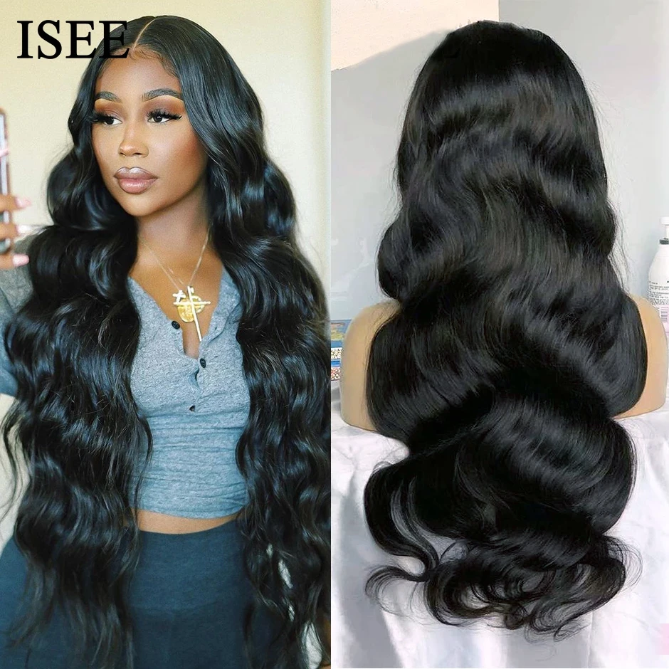 

40 Inch Long Body Wave Lace Front Human Hair Wigs For Women 180% Density ISEE HAIR Brazilian Body Wave Lace Front Human Hair Wig