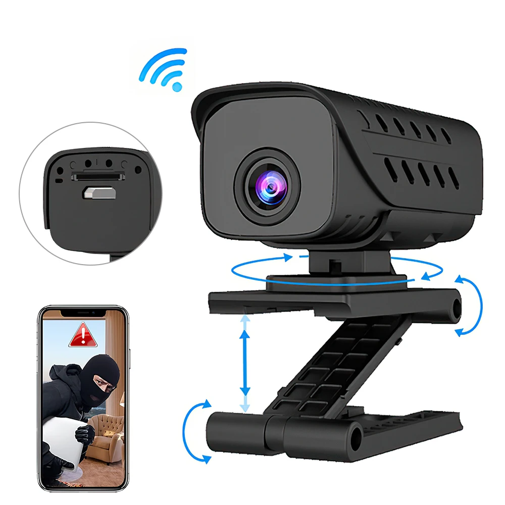 

Mini Webcam Wireless IP Camera Indoor Surveillance Cam HD Infrared Night Vision WiFi Remote Monitor for Home Office Security