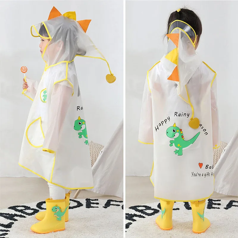 Детский дождевик с динозавром из мультфильма Непромокаемое пальто капюшоном для