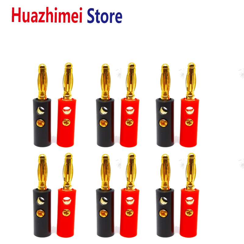 

12PCS New Audio Speaker Screw Banana Gold Plate Plugs Connectors 4mm Black Red Banana Plug Connector