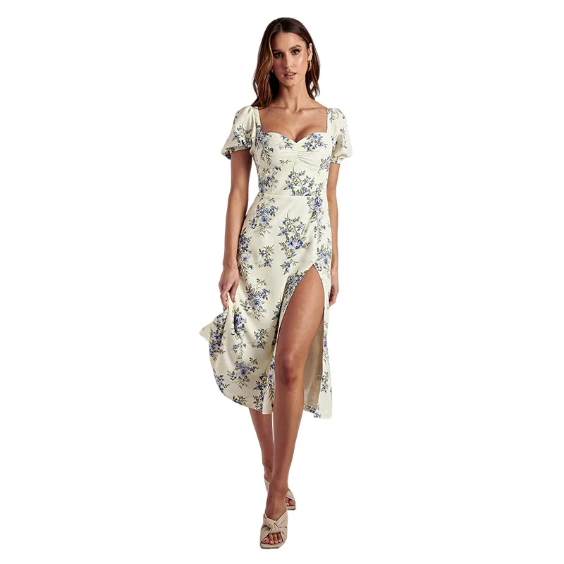 

Dress For Women 2021 Swimsuit Cover Up Bikini Beach Kaftan Summer New Party Led Strapless Backless Pencil Skirt Split Print With