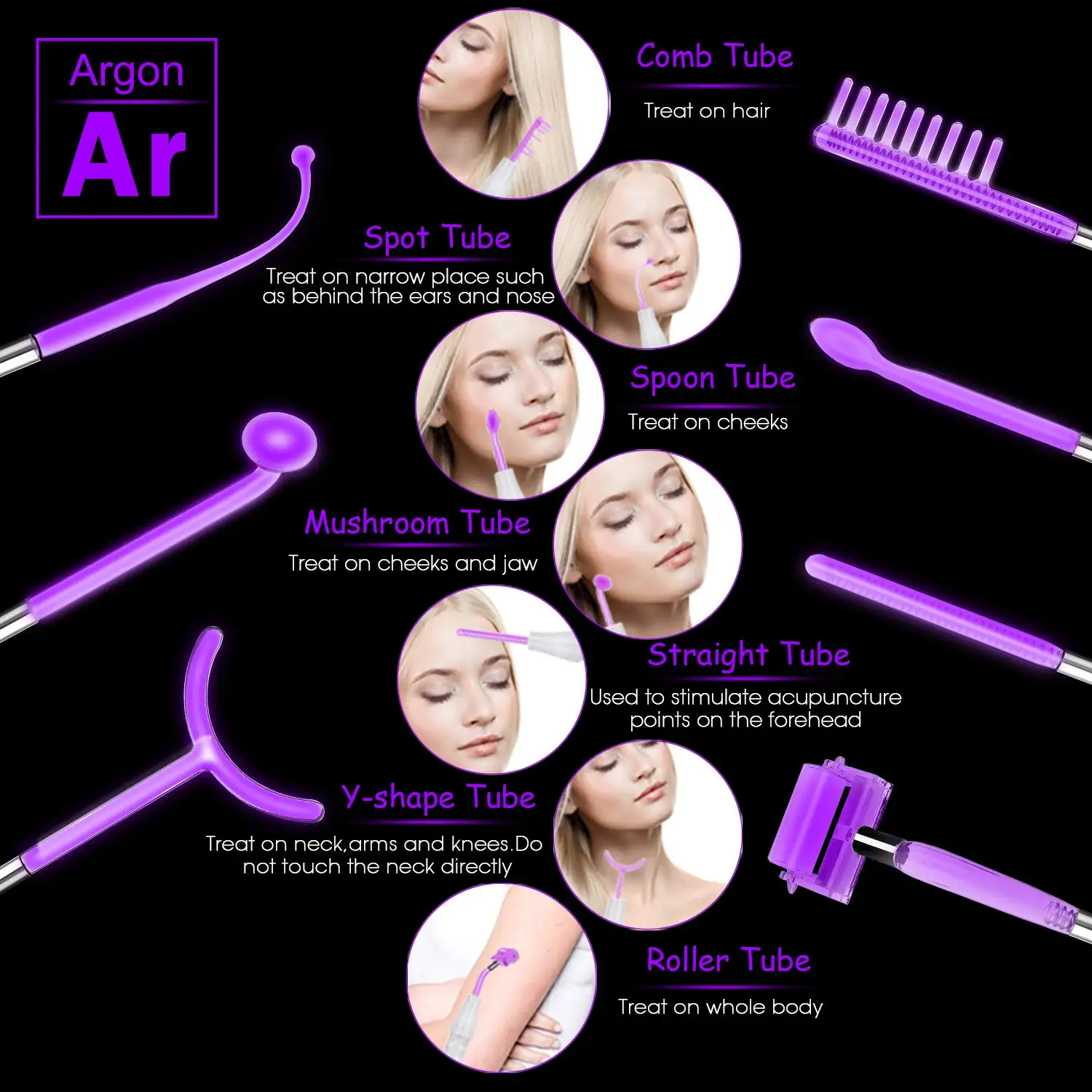 

High Frequency Machine Electrotherapy Wand Glass Tube Massager for Aging Skin Pores Spot Acne Remover Beauty Massager