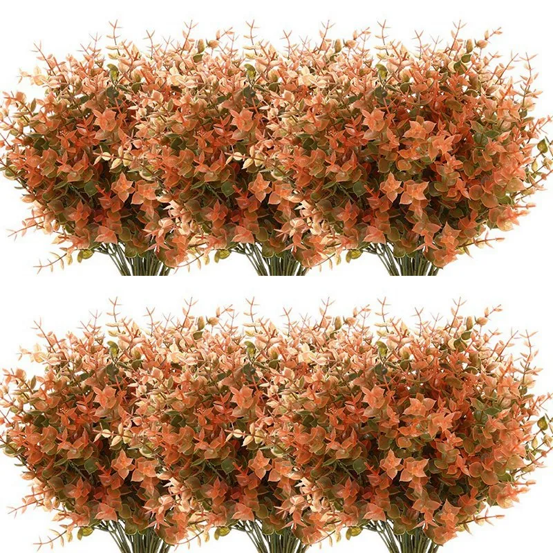 

24 Bundles Artificial Fall Boxwood No Fade Faux Autumn Plants,Indoor Outdoor Greenery for Thanksgiving Wedding Party
