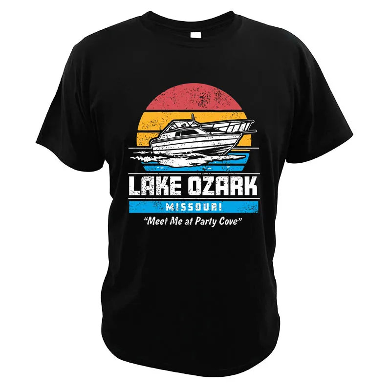 Camiseta con estampado de Lago Ozark para mujer, playera estampada de manga corta con diseño de crucero, ideal para regalo de fiesta