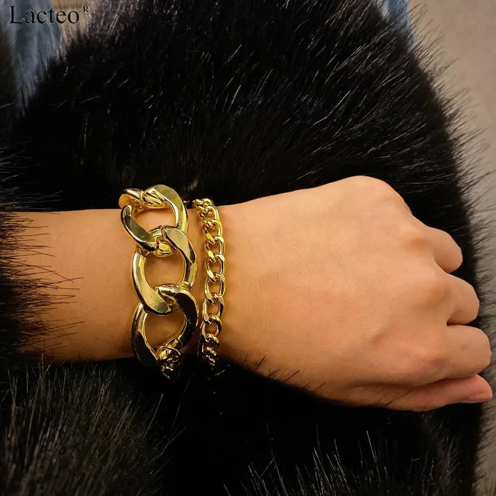 Lacteo панк 2 шт./компл. обувь на толстом массивном каблуке браслет цепочка для