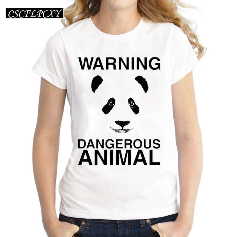 Женская забавная Футболка с принтом панды/залива повседневная облегающая