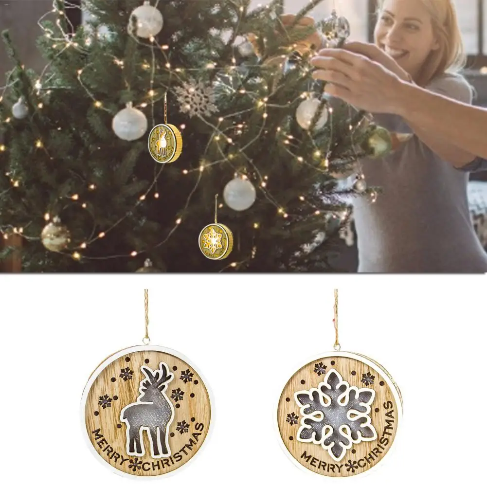 1 снежинки олень освещение Рождественская елка Висячие деревянные украшения