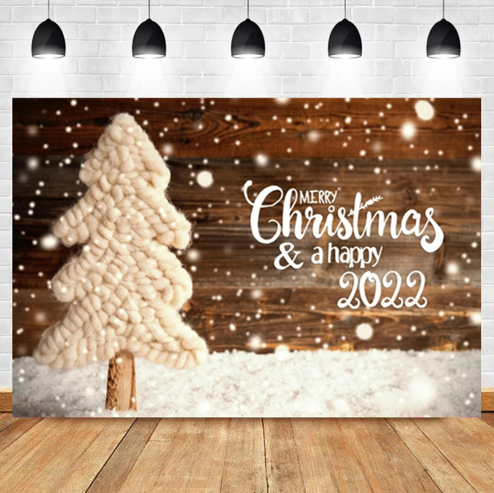 

Laeacco Christmas Backdrop Photographic 2022 New Year Tree Snow Birthday Photography Photo Background For Photo Studio