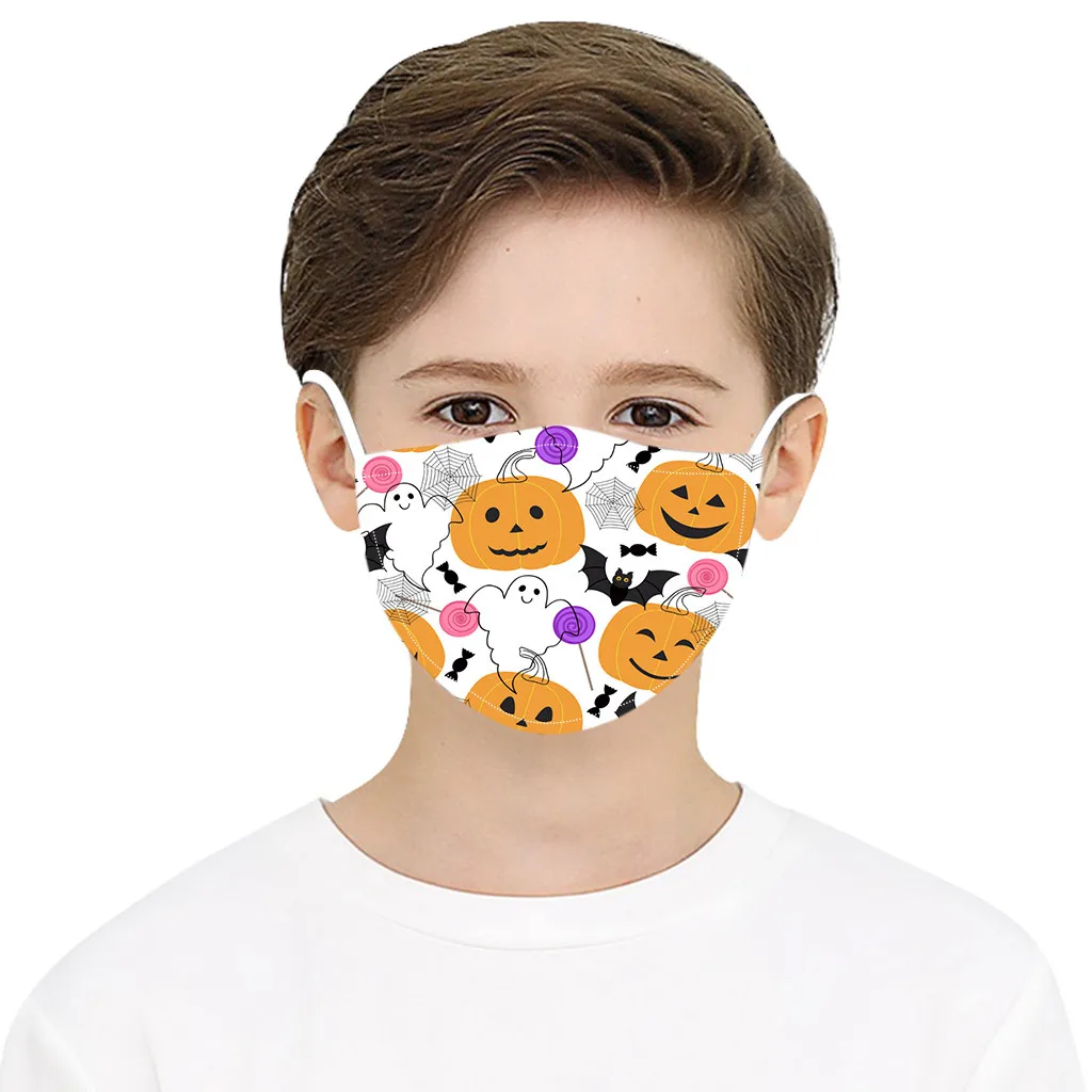 Детские маски для лица с принтом на Хэллоуин ветрозащитные Моющиеся
