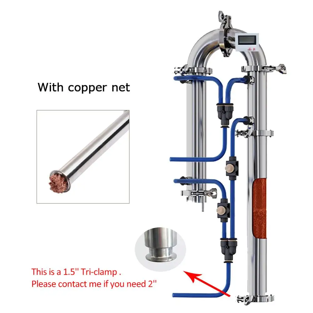 with copper mesh Дистиллятор семейное ПИВОВАРЕНИЕ оборудование бренди виски водка Самогонный вино ПИВОВАРЕНИЕ инструменты одиночные продажи дистилляции башня - Цвет: with copper mesh
