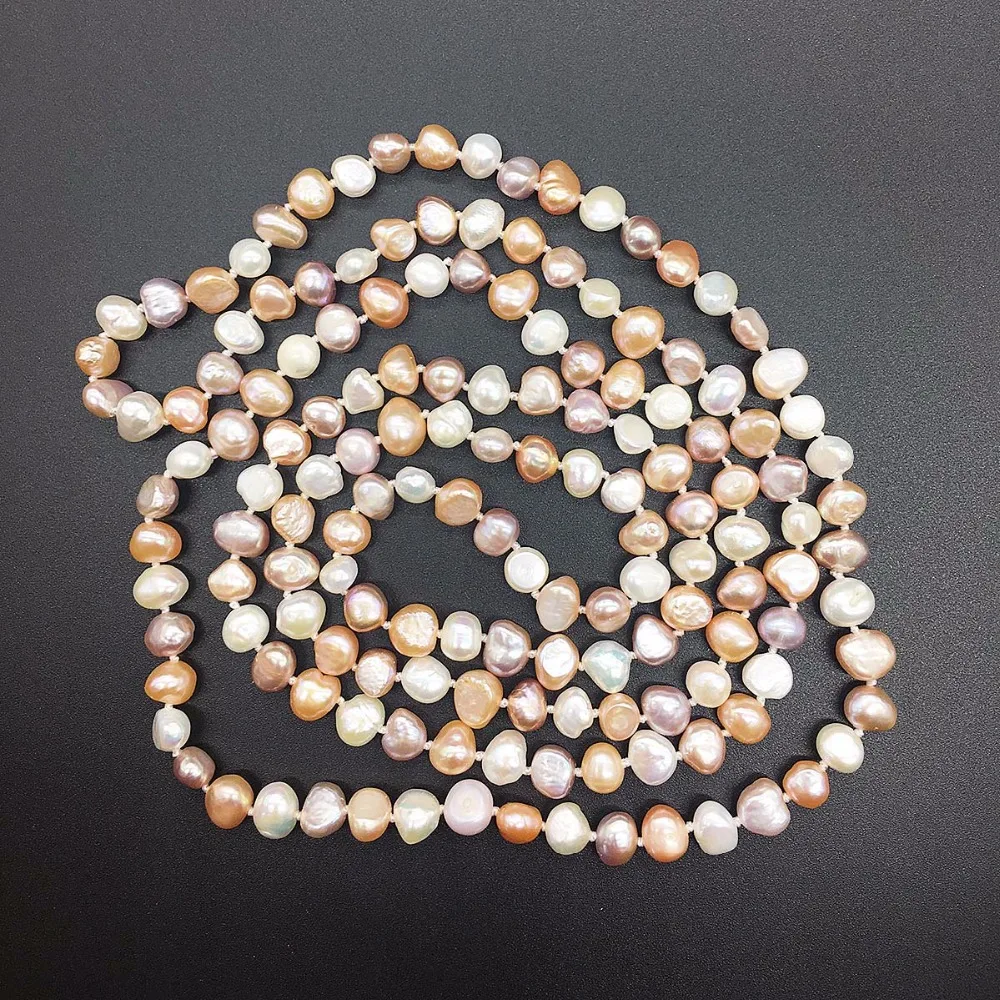 Strand Natural Cultured Fresh water Pearl opera Long Necklace nugget Baroque Real Pearls Necklaces For Women |