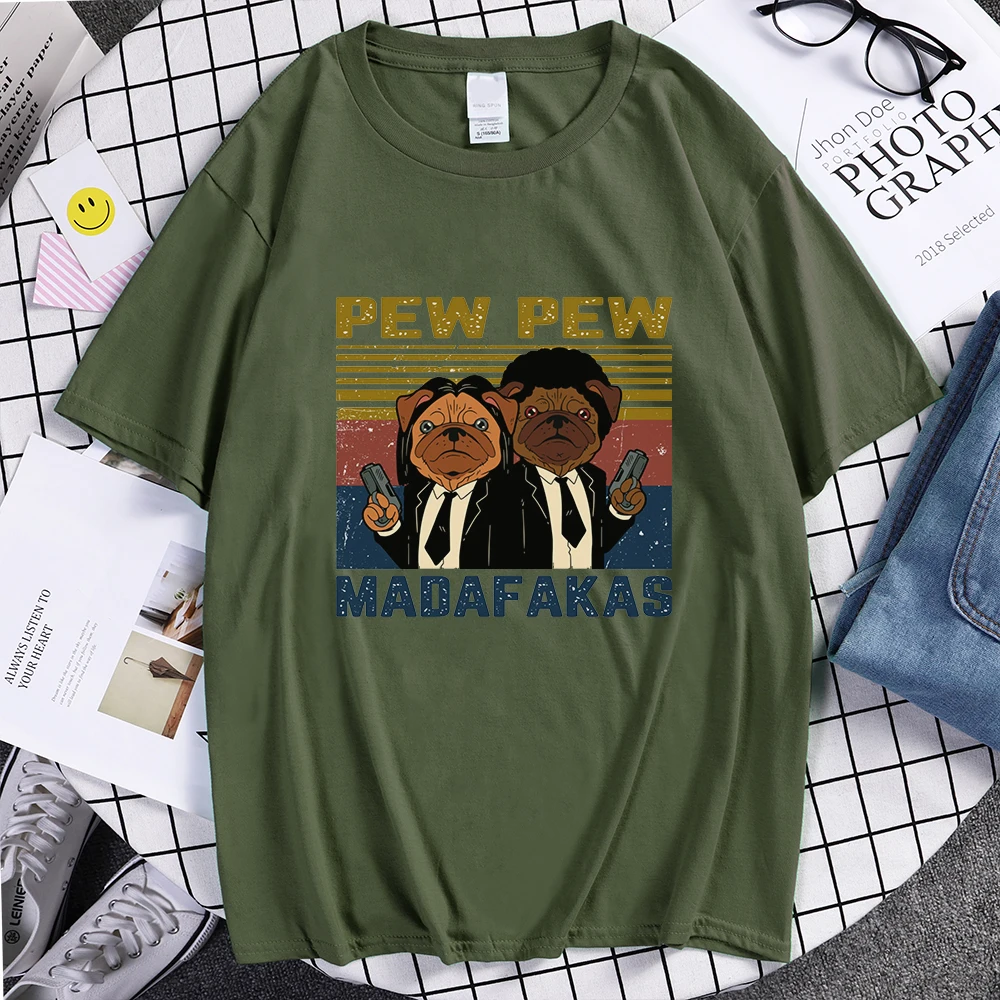 

Funny pew pew madafakas cool dogs printing Female T-shirts simple summer T-shirts Cartoon S-XXXL tops retro soft Women T-shirt