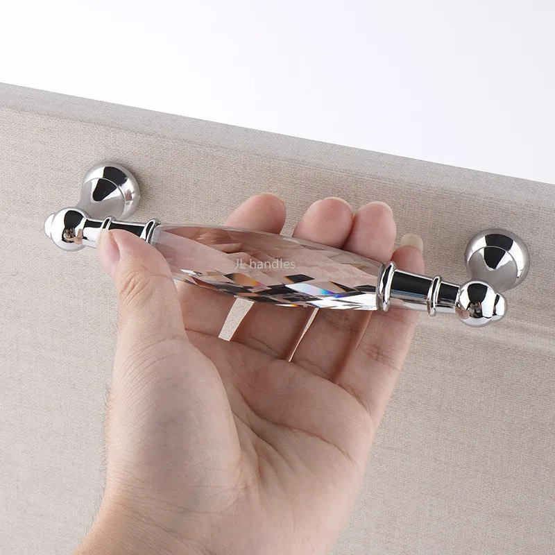 Zinc Alloy Drawer Silvery Long Crystal Handle Dresser Wardrobe Handles for Cabinet Kitchen Pull Cupboard Knob drawer knobs | Обустройство