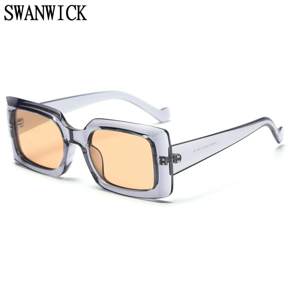 

Swanwick rectangle sunglasses fashion polarized sun glasses women thick frame orange grey Summer ladies accessories European
