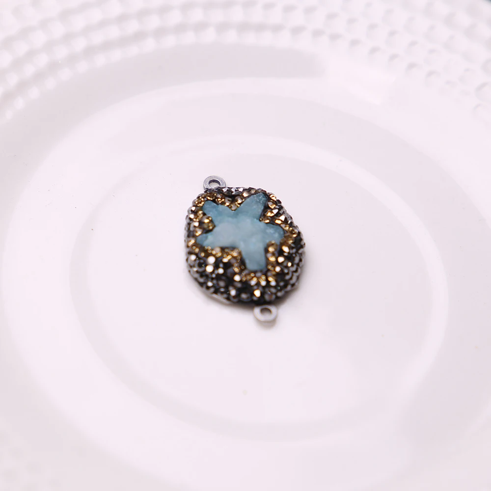 Друза с морской звездой разделительные бусины очарование из натурального камня