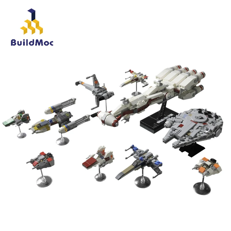 

Buildmoc Space Wars Movie The Rebellion Starfighters X-Y Wing TIE Fighter Snowspeeder Millennium Spaceship Building Blocks Toys