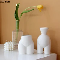 abstract human body creative ceramic handmade vase flower art crafts modern simple half length vase study room home decoration
