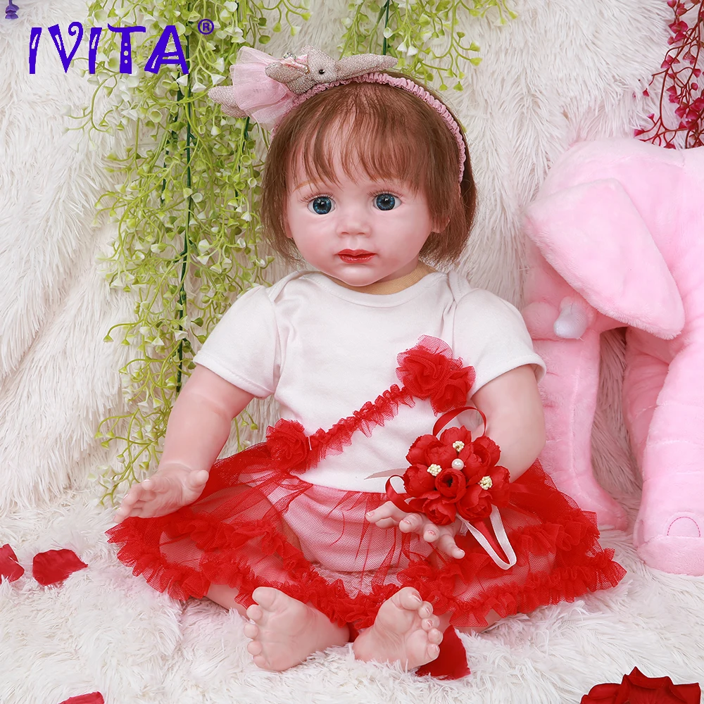 IVITA DS1803 ручная работа реалистиста кремния винил reborn Реалистичная кукла-младенец малышка девочка с посажены волосы игрушки для детей
